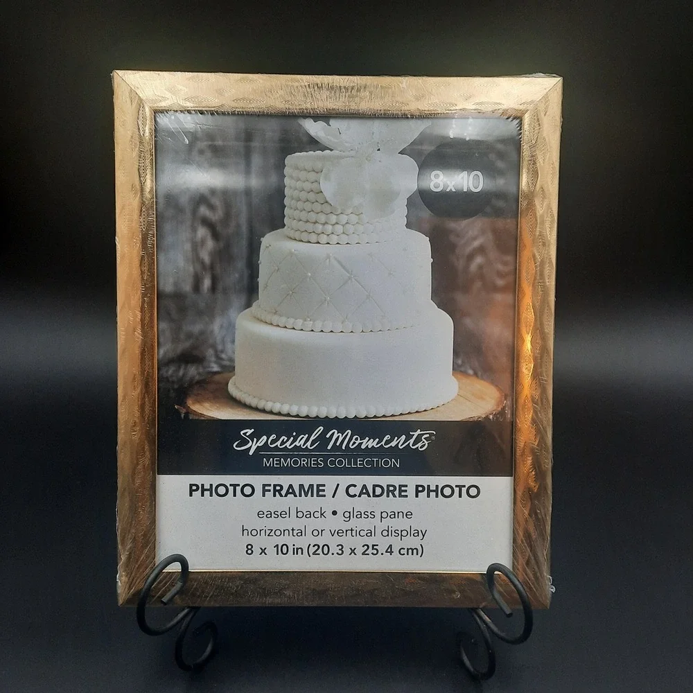 Special Moments 8x10 Photo Frame Gold Textured Glass‎ Pane Horizontal Vertical